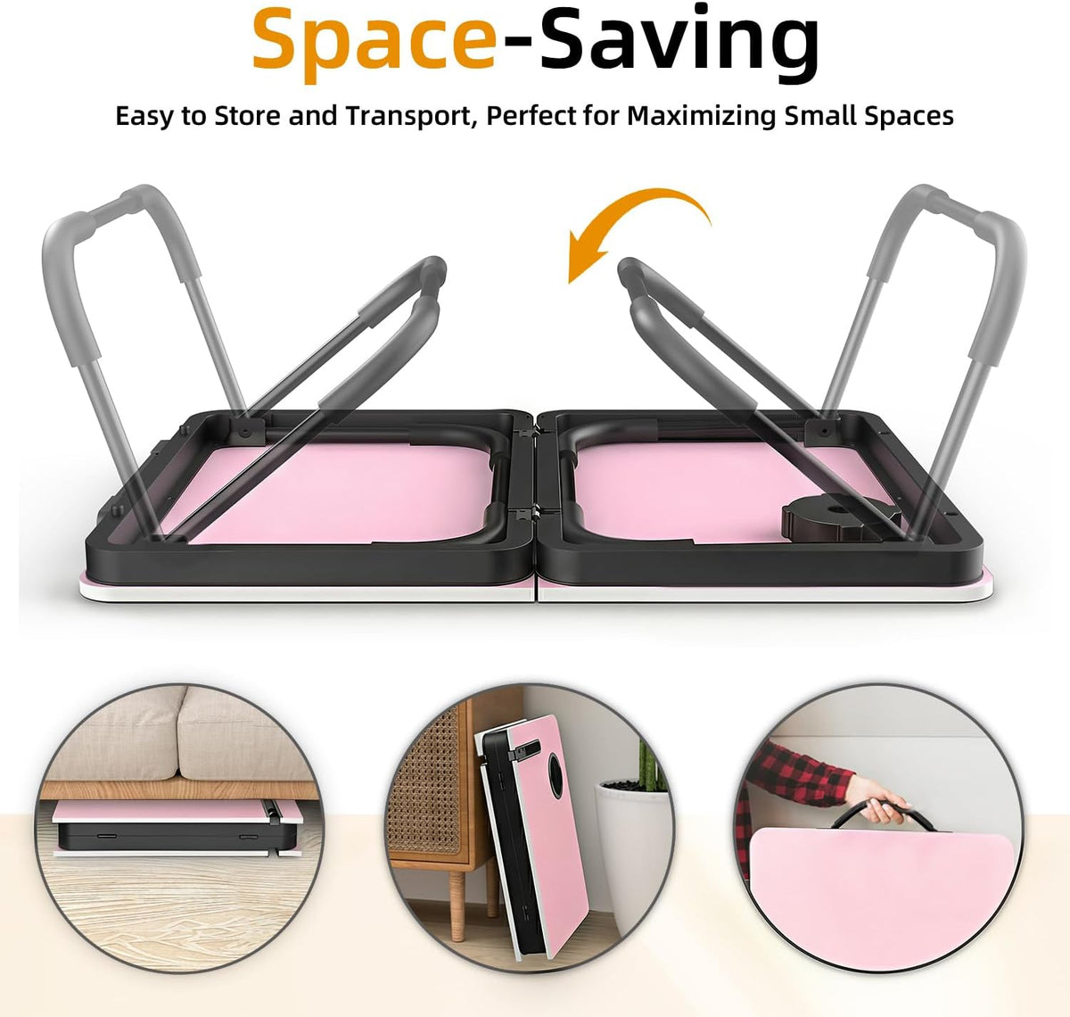 BUYIFY 23.4" Foldable Lap Desk Bed Table with Cup Holder Portable Tray
