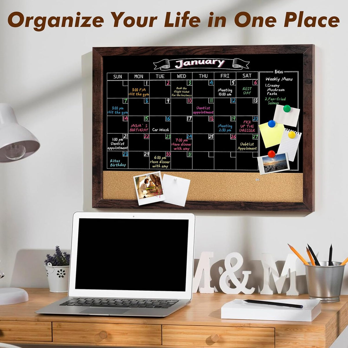 GOTIDEAL Chalkboard Calendar 24" x 18" Chalk Board for Wall