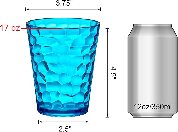 Amazing Abby - Iceberg - 16-Ounce Plastic Tumblers, Plastic Drinking Glasses