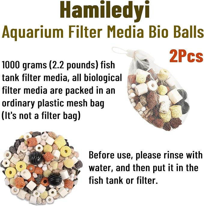 Hamiledyi Aquarium Filter Media 12 in 1 Bio Balls Ceramic Rings Fish Tank Pond