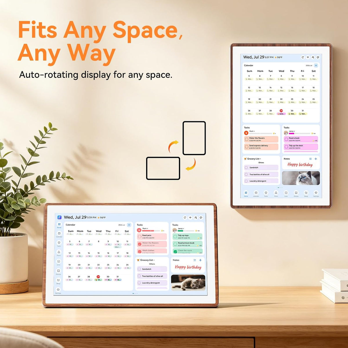21.5" Smart Digital Calendar - Family Hub Planner (Walnut)