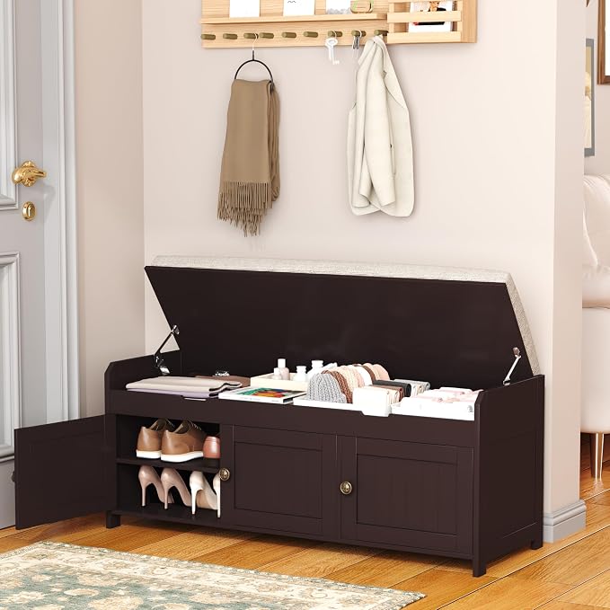 HOMEFORT 41.3" Shoe Bench with Lift Top Storage, Entryway Bench with Cushioned
