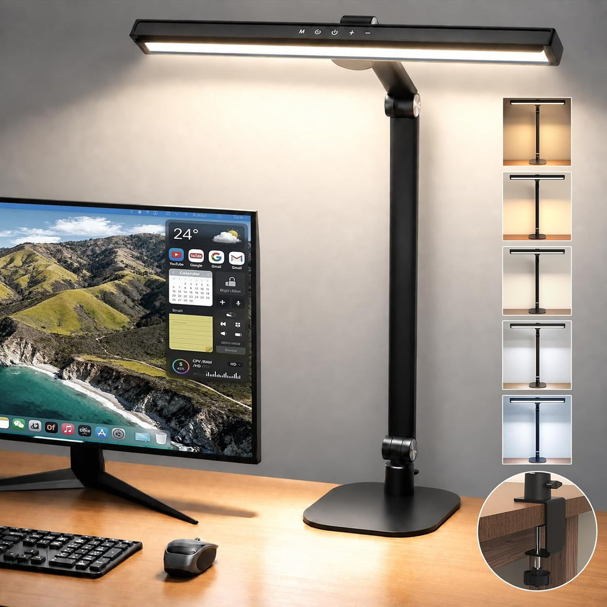 LIONVISON Desk Lamps for Home Office: Dimmable Eye-Caring LED Desk Light