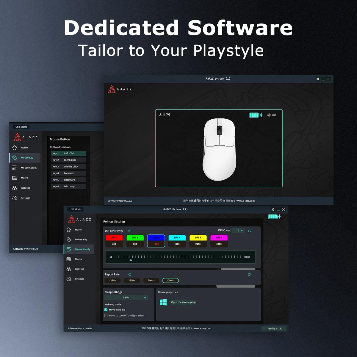AJ159P MC Wireless Gaming Mouse, 12000 DPI, Tri-Mode 2.4G/Bluetooth/Wired, Magnetic RGB Charging Dock, 56g Ultra-Light, Programmable 6 Buttons - Perfect for Gaming, Work & Travel (White)