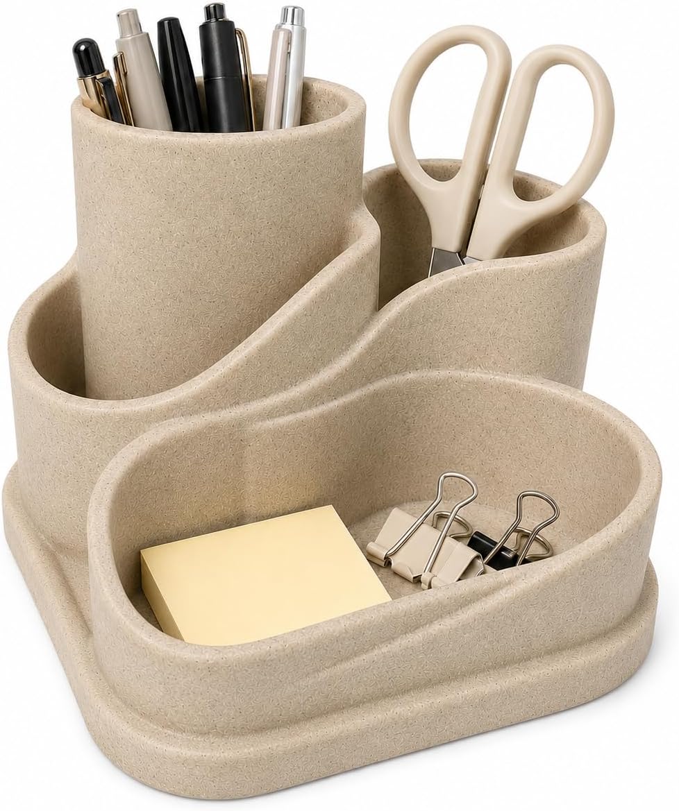 Aesthetic Desk Organizer, Cute Pencil Holder, Boho Office Caddy for Desk