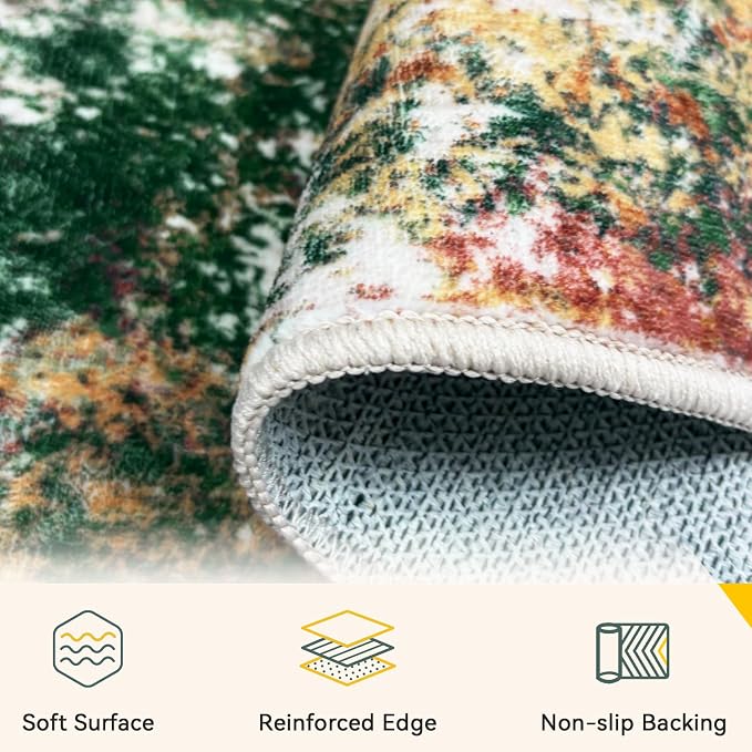 RELEANY Washable Area Rugs 8ft Non-Slip Modern Abstract Soft
