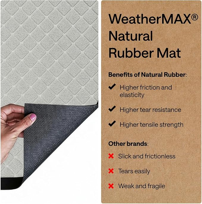 GORILLA GRIP 100% Waterproof All-Season WeatherMAX Doormat US Designed Natural