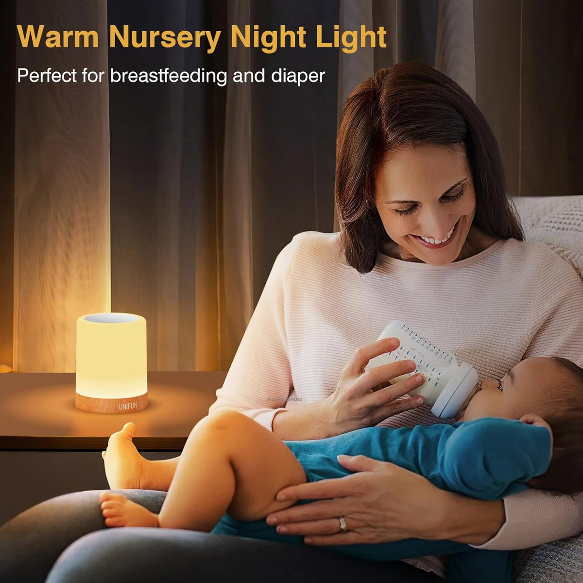 UNIFUN Bedside Touch Lamp Rechargeable Dimmable RGB LED Table Night Light (Pack of 2)