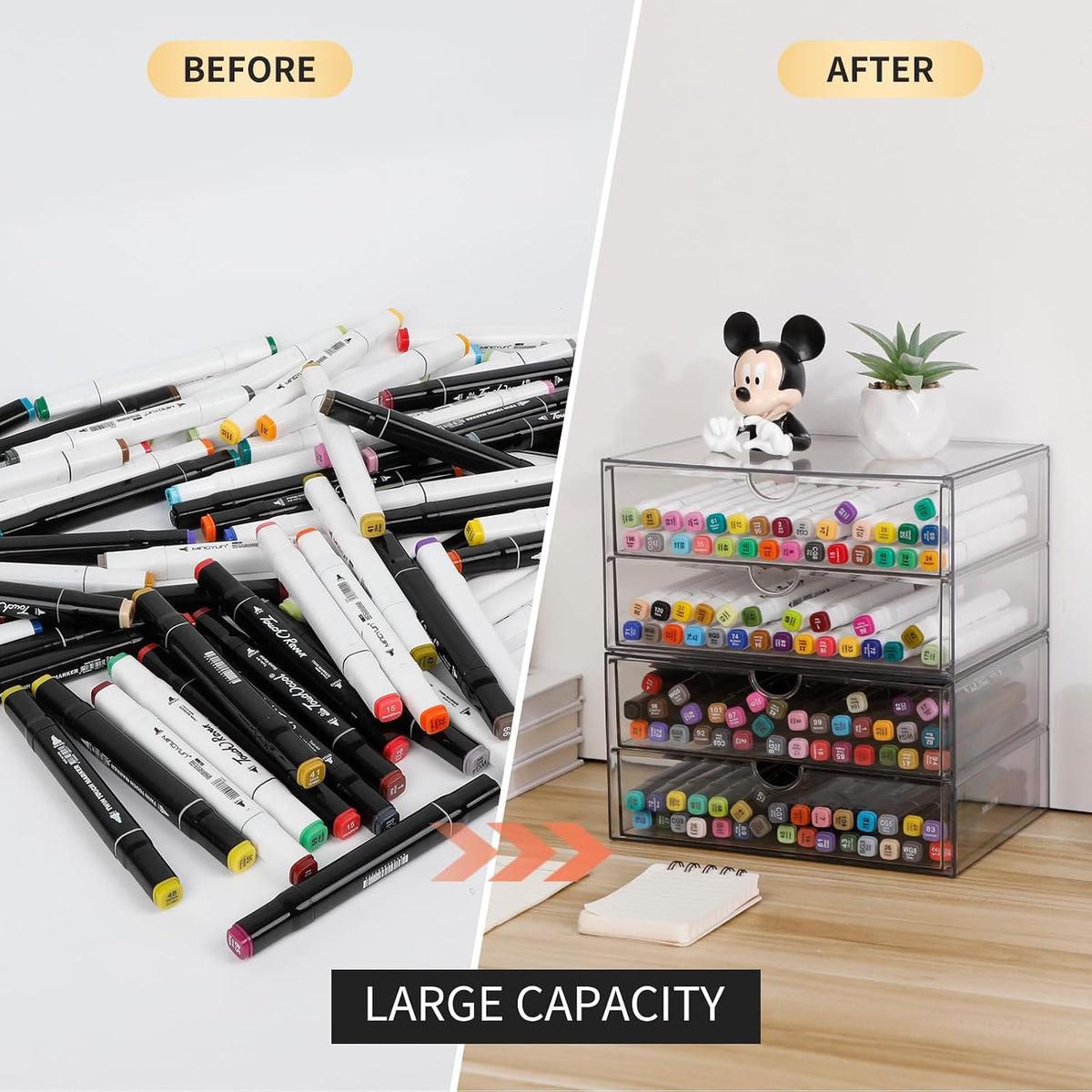 Clear Plastic Drawer Organizer, 4 Drawers
