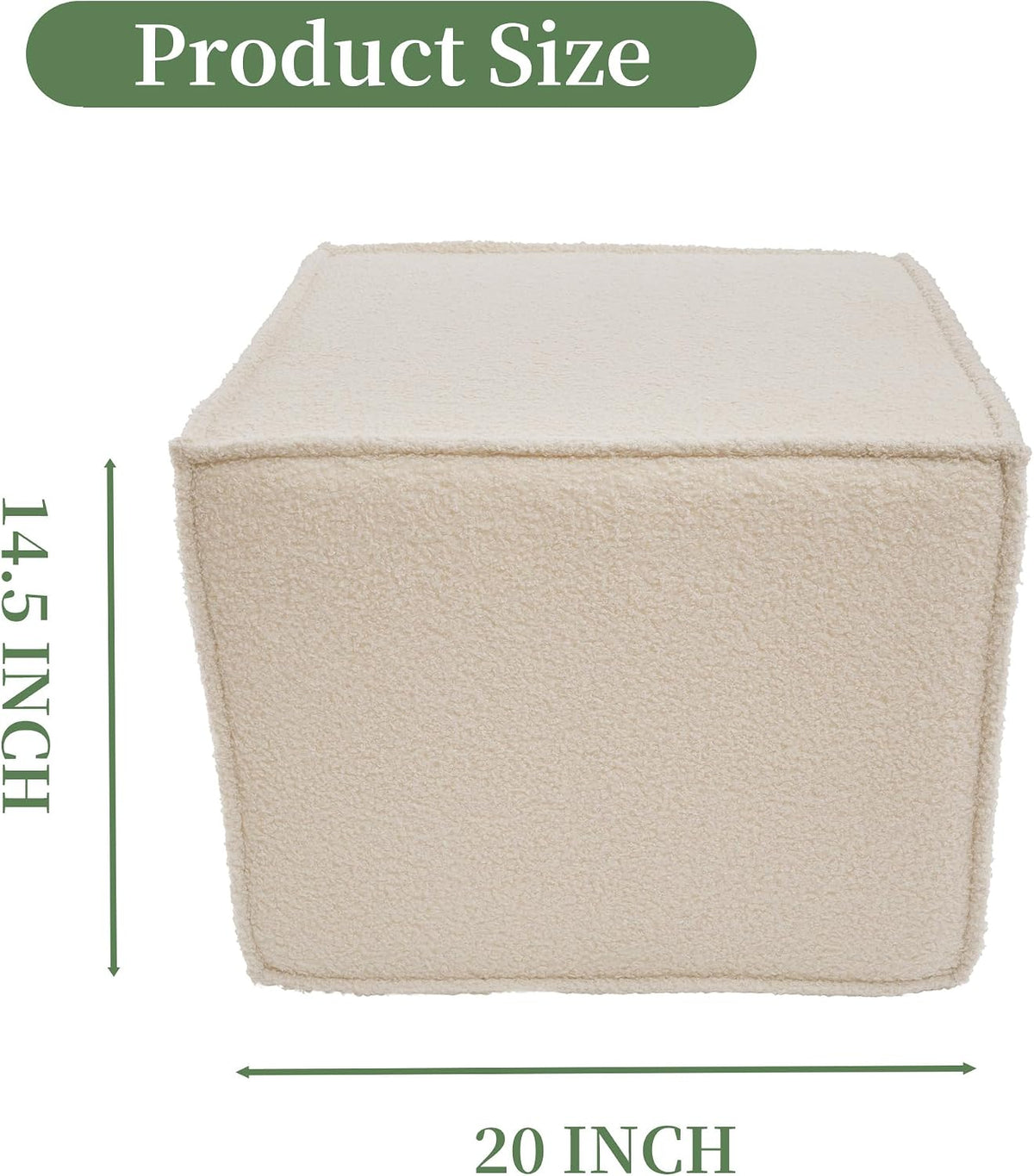 Square Ottoman Foot Rest,Small Pouf for Couch - Boucle Upholstered Foot Stools Applicable to Living Room & Bedroom & Dorm - Compressed Ottomans,Beige