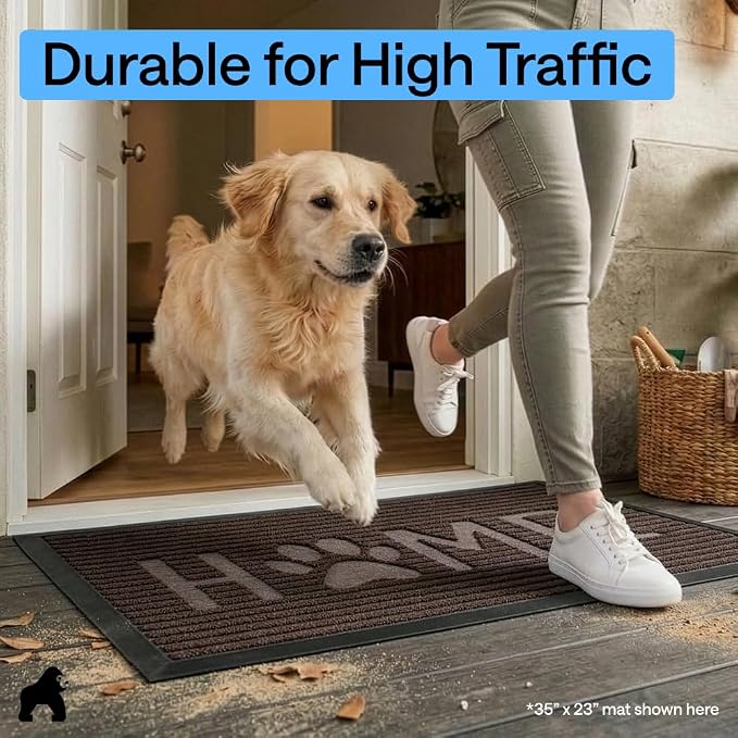 GORILLA GRIP 100% Waterproof All-Season WeatherMAX Doormat US Designed Natural