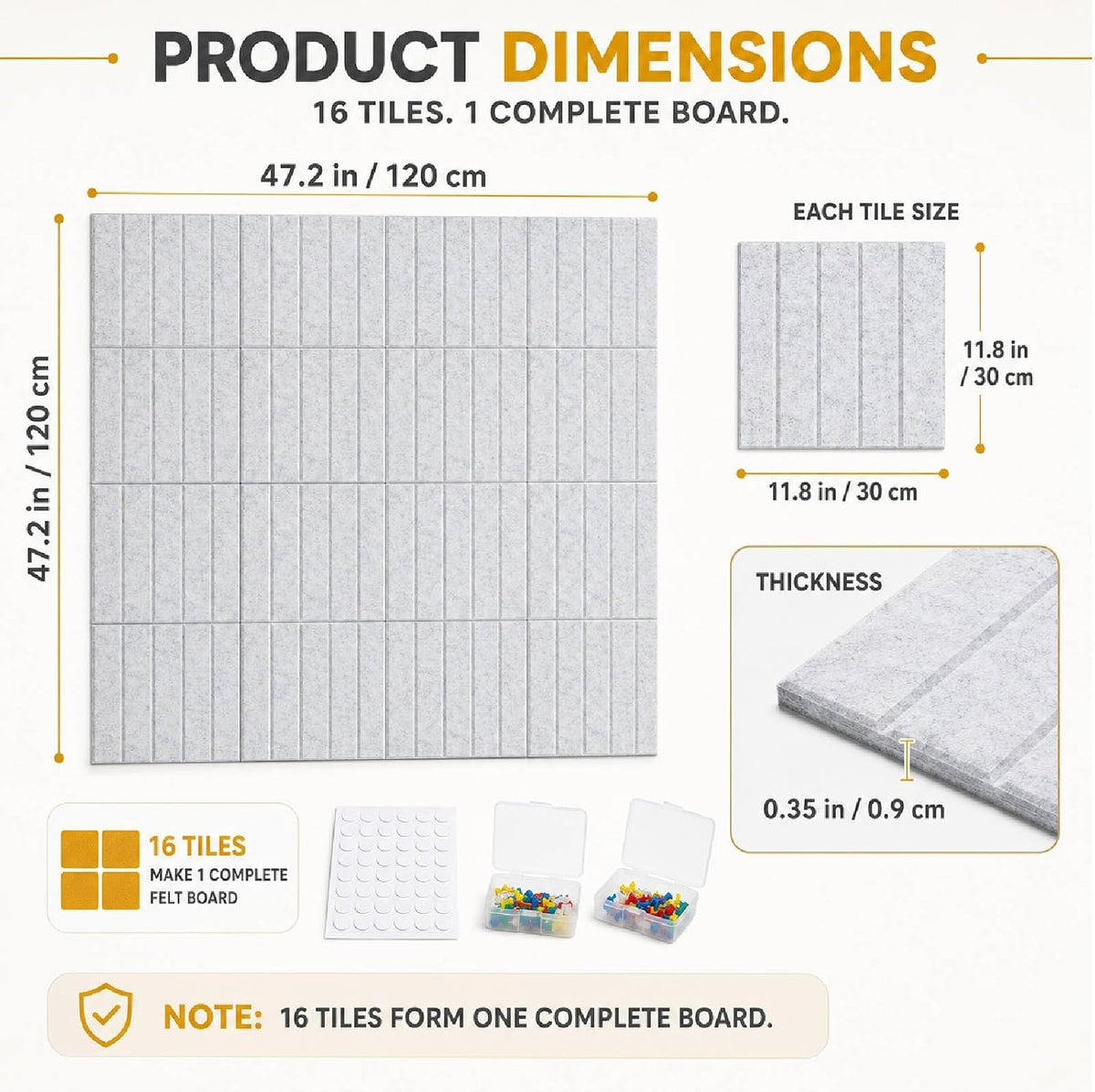 16 Pack Large Felt Bulletin Board & Cork Boards Alternative, 48"x48"