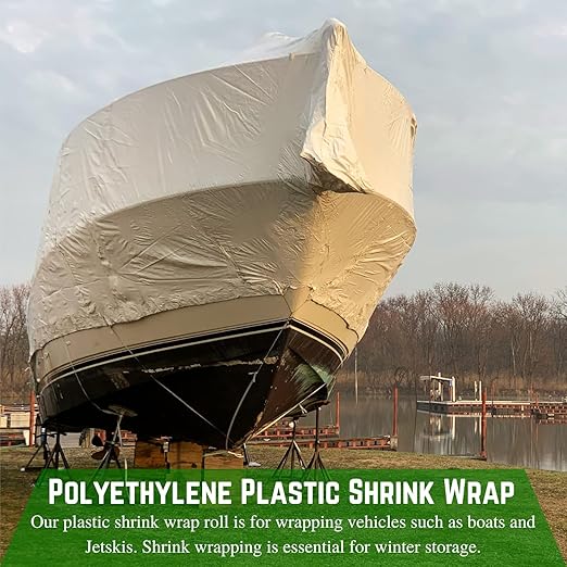 FPS Polyethylene Shrink Film - 7 mil Boat Shrink Wrap - White, 20' x 150'