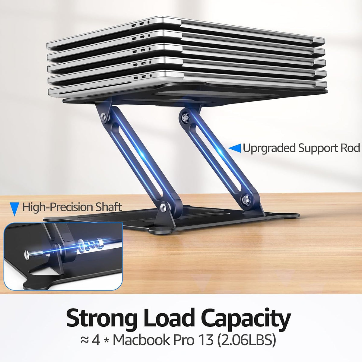 Urmust Adjustable Laptop Stand for Desk, 10-15.6“ Laptop Riser, Black
