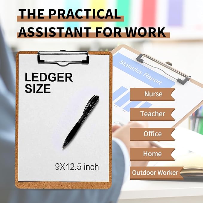 Clipboards, PANDRI 12 Pack Hardboard Office Clipboards, Low Profile Clip, Standard A4 Letter Size, Classroom Supplies, ECO Friendly