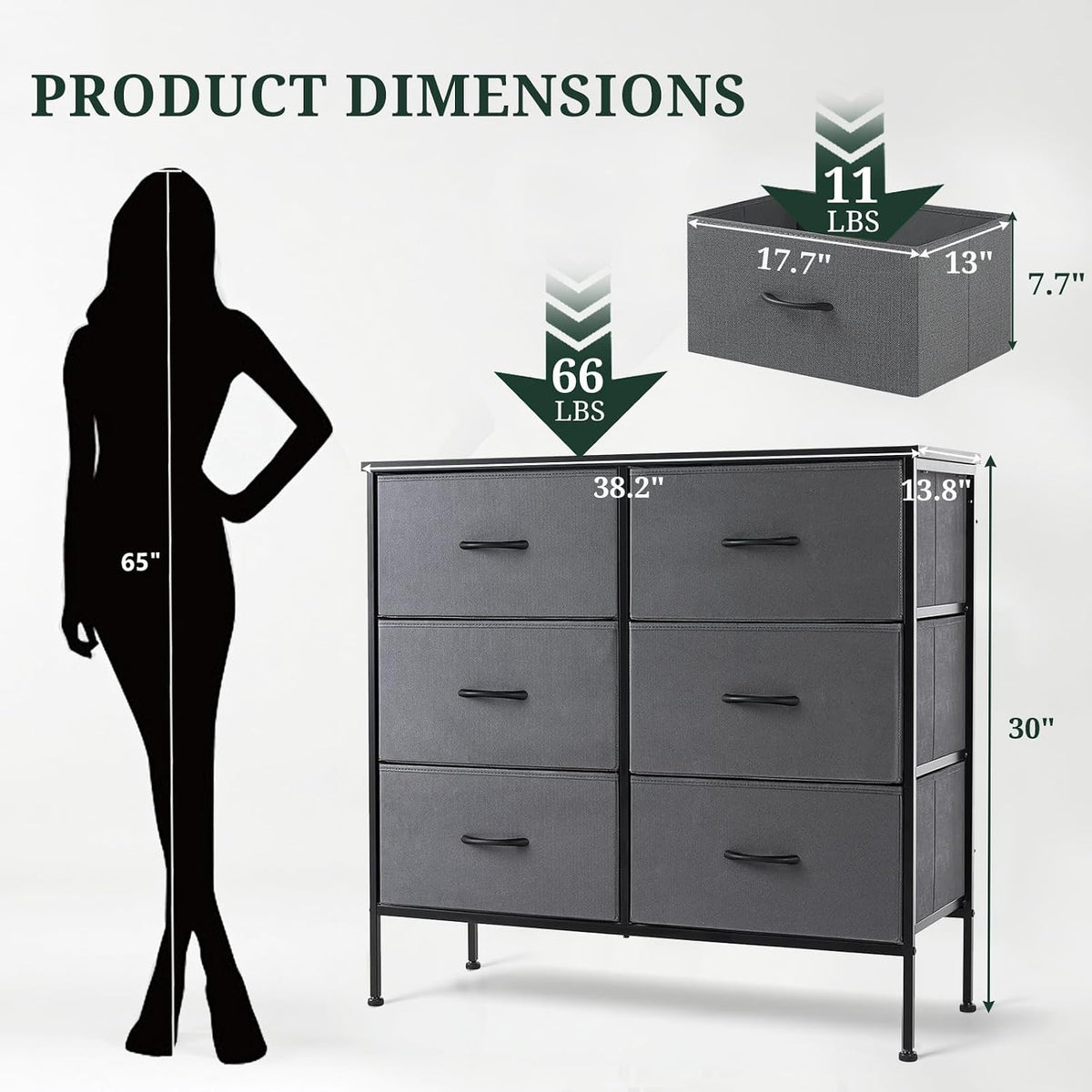 6-Drawer Dresser for Bedroom, Anti-Tip Wide Storage Organizer