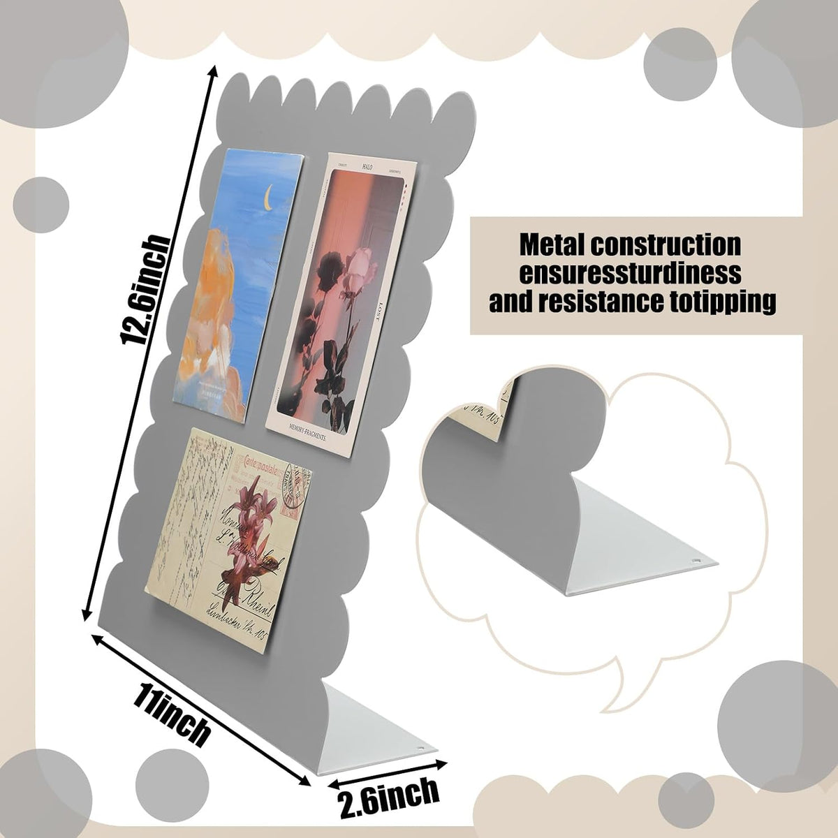 Gueevin 2 Pcs Magnet Board Magnetic Display Stand for Table, Silver, Small