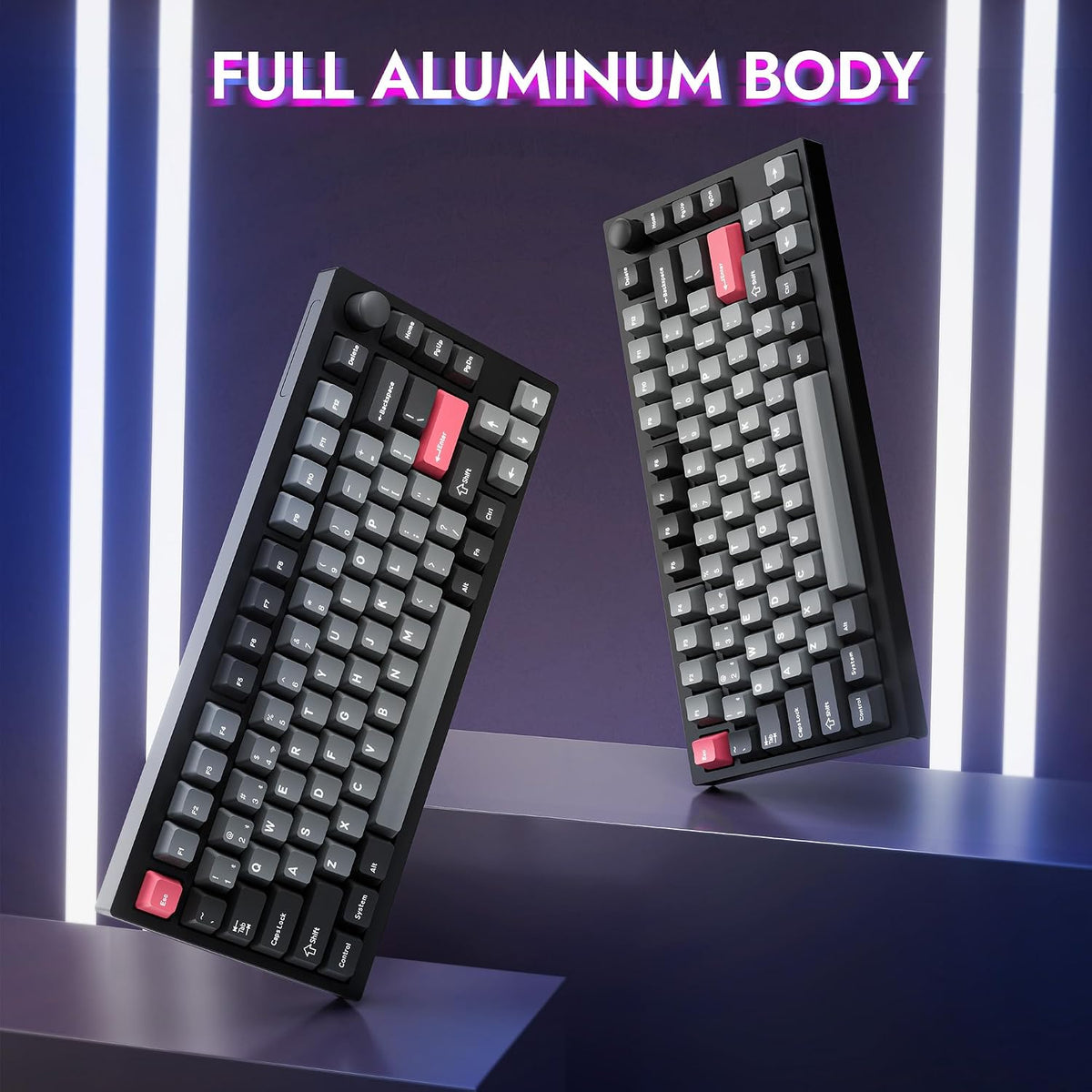 LEMOKEY P1 Pro Wireless Custom Mechanical Keyboard, Full Aluminum 2.4 GHz Bluetooth RGB Backlit 75% Layout with Hot-swappable KEYCHRON Super Brown Switch Compatible with Mac Windows Linux