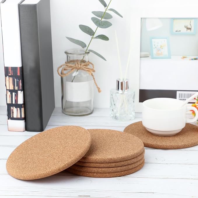 Boao 6 Pcs Round Cork Trivets for Hot Dishes, Hot Pots and Pans, 6 Inch | High