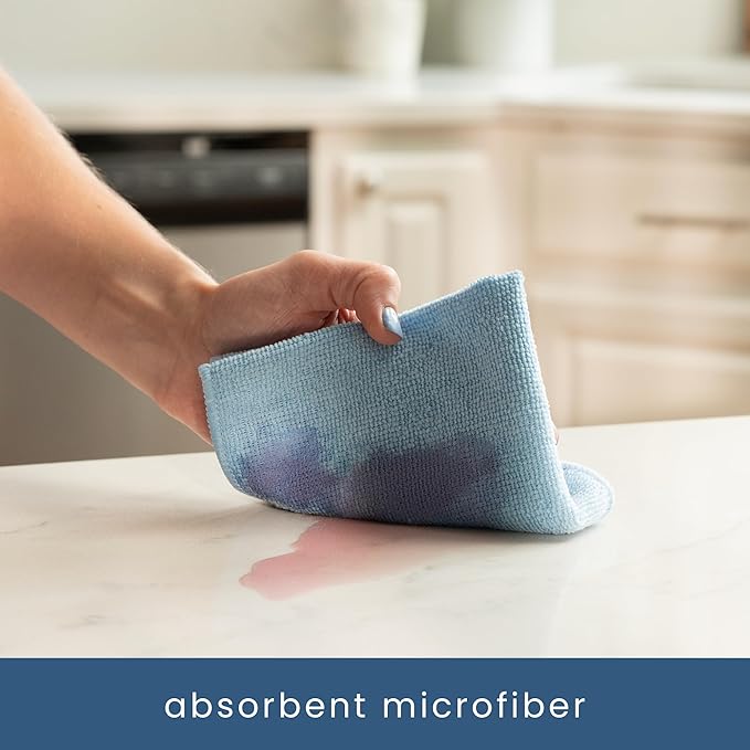 S&T INC. 200 Pack Microfiber Cleaning Cloth, Bulk Towels for Home, Reusable Microfiber Towels for Cars, Cleaning Rags, Light Blue, 11.5 Inches x 11.5 Inches, 200 Count