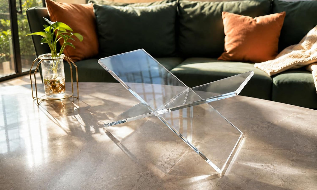 Clear Acrylic Book Stand for Display and Reading, Modern Open Book Holder for Cookbooks, Coffee Table Books, Bibles, Magazines and Art Books