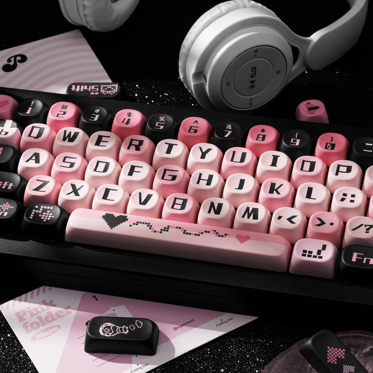 PBT Keycaps Black Pink Love Cute 131 Keys Key Cap for Cherry MX