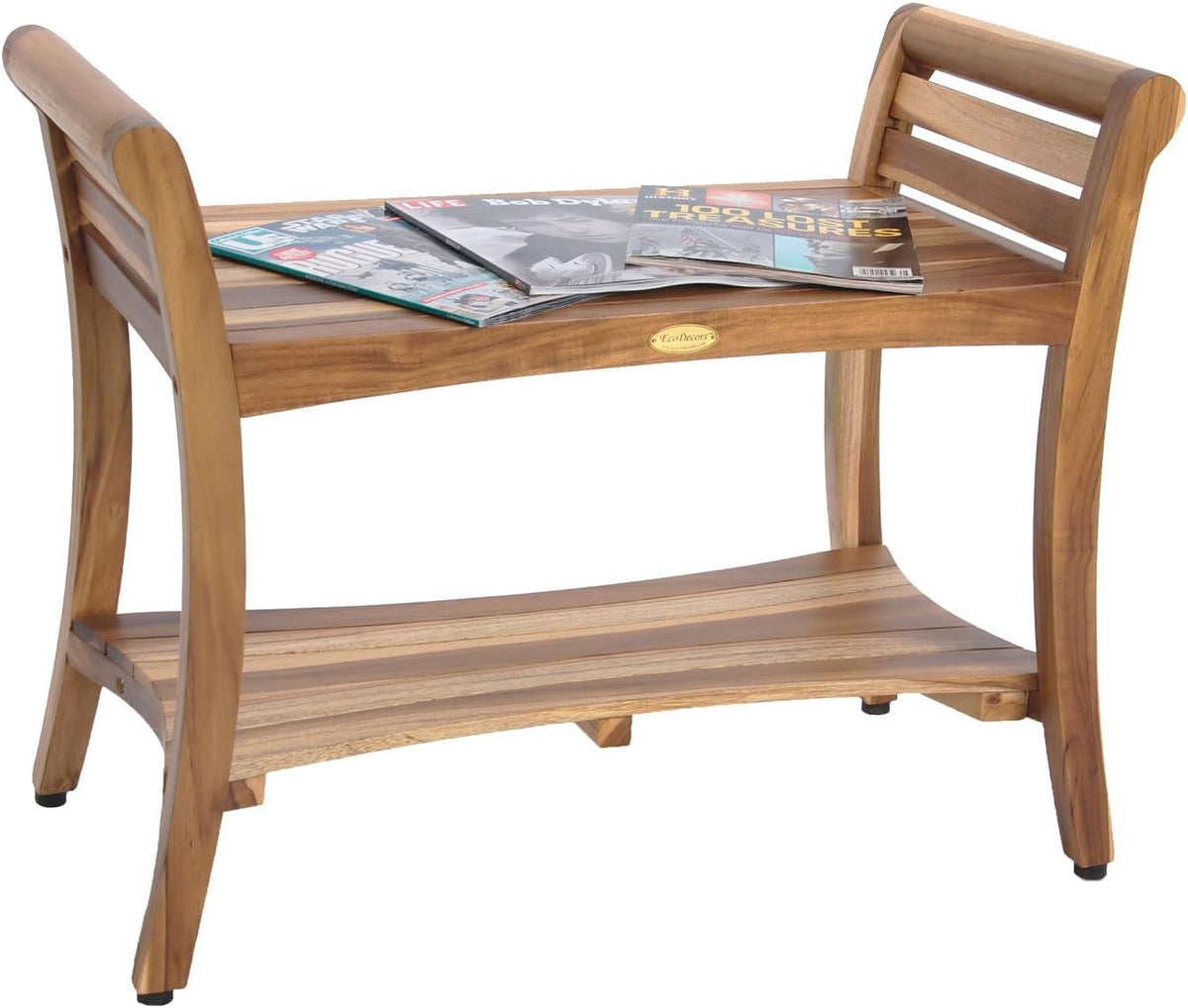 EcoDecors Symmetry 30-Inch Teak Shower Bench, Natural Finish