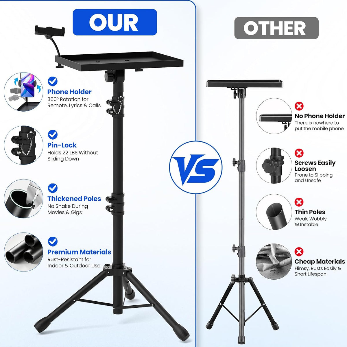 Projector Stand Tripod Laptop Stands Height Adjustable
