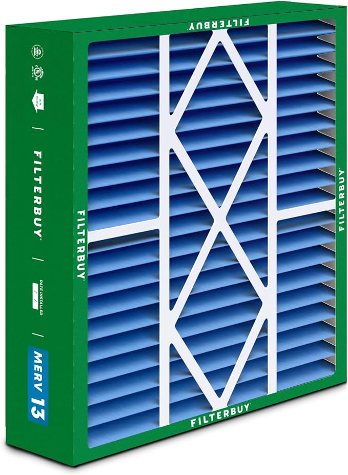 Filterbuy 19x20x5 Air Filter MERV 13 Optimal Smoke & Allergy Defense, Pleated