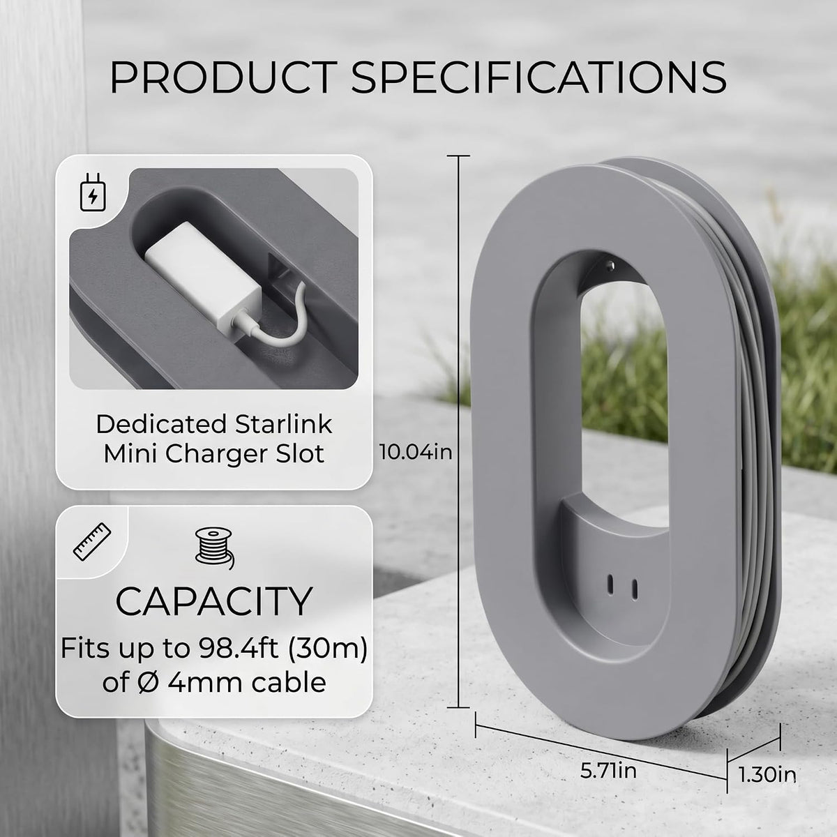 Starlink Mini Cable Organizer, Wall Mount Storage Rack for RV & Home - Gray