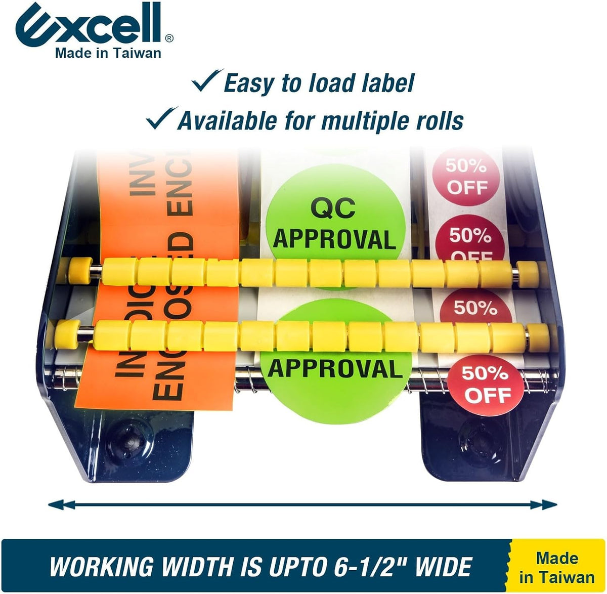 Excell LD-618 Multi-Roll Metal Table Label Dispenser (Fits up to 6.5")