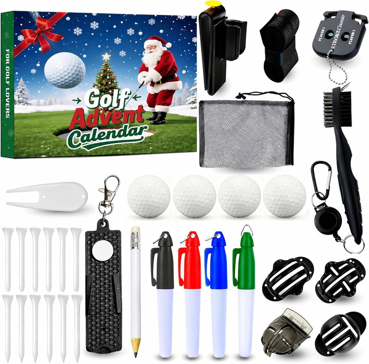 Golf Advent Calendar 2026 for Men Adults,24 Days Christmas Countdown Calendar with Golf Balls,Tees, Ball Markers,for Father Husband Boyfriensd