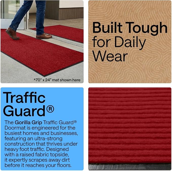 GORILLA GRIP Waterproof Traffic Guard Door Mat, 2 Pack Heavy Duty Entryway Mats