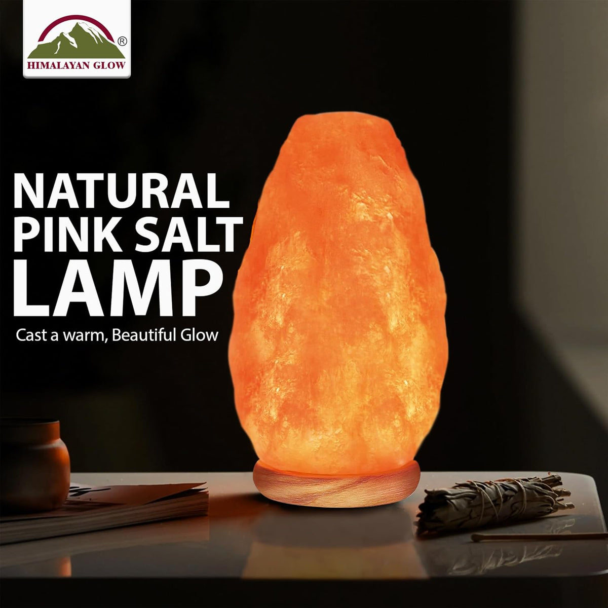 Himalayan Glow Salt Lamp with Touch Dimmer Switch, 5-7 lbs, Natural Pink Crystal, Wooden Base, Room Decor, Home Decor, Relaxation, Ambiance, Gift, Wellness