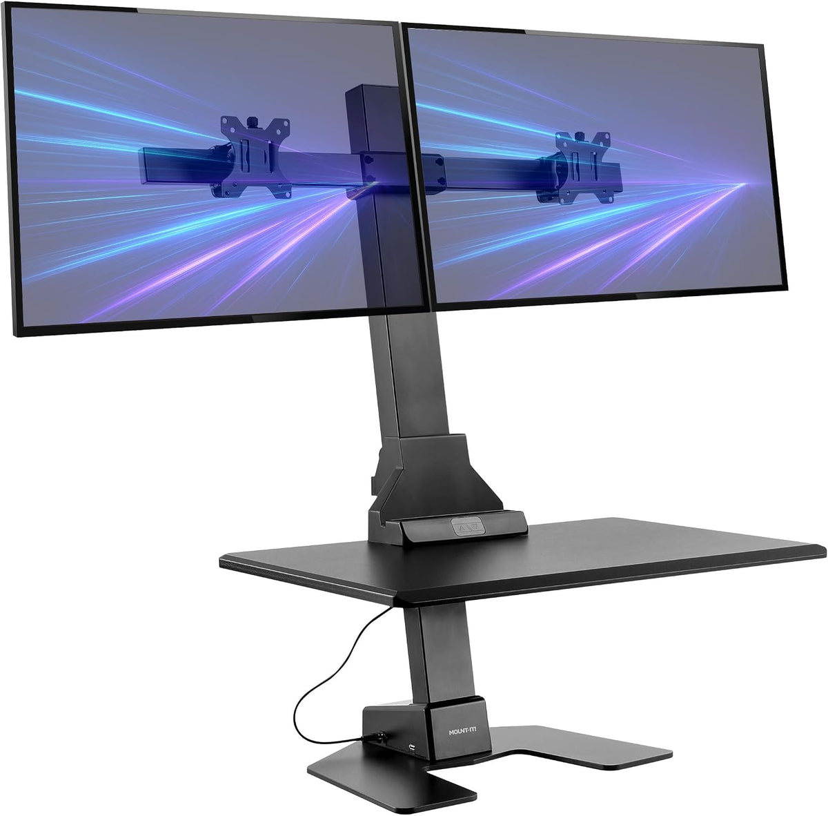 Mount-It! Dual Monitor Electric Standing Desk Converter, Sit-Stand Riser