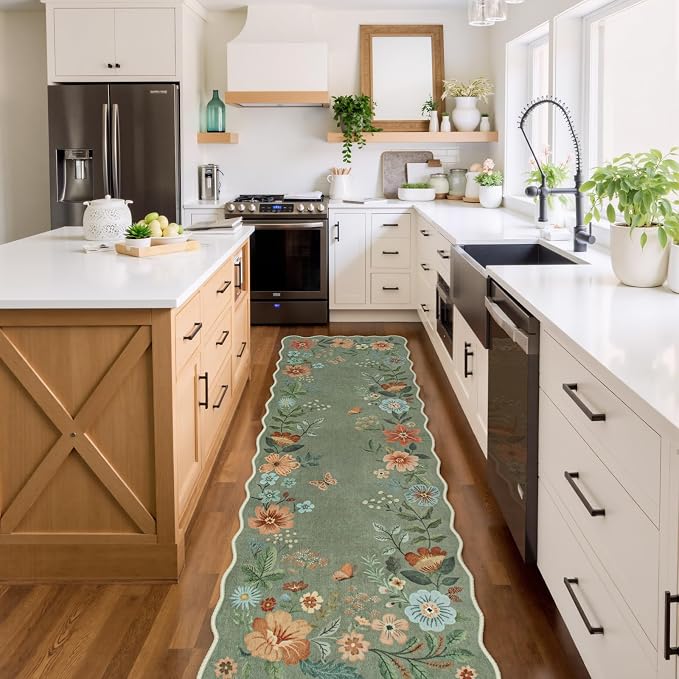 Lahome Floral Runners for Hallways, 2X6 Kitchen Runner Rug Ultra-Thin Soft