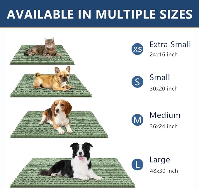 Smiry Dog Door Mat for Muddy Paws 24x16, Absorbent Dirt Trapper, Non-Slip