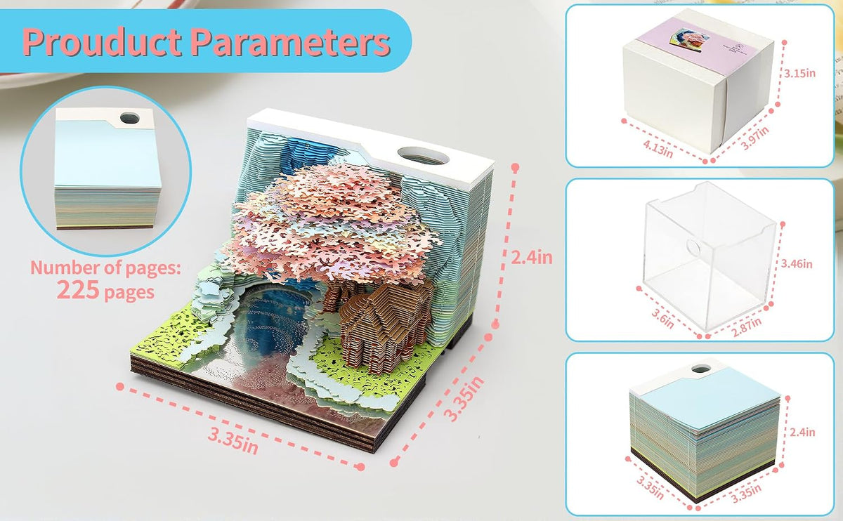 3D Memo Pad Time Piece Calendar 2026 3D Weekly Calendar Notepad