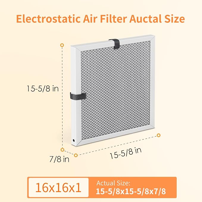 2-Pack 16x16x1 MERV 8 Reusable & Washable Electrostatic Air Filters