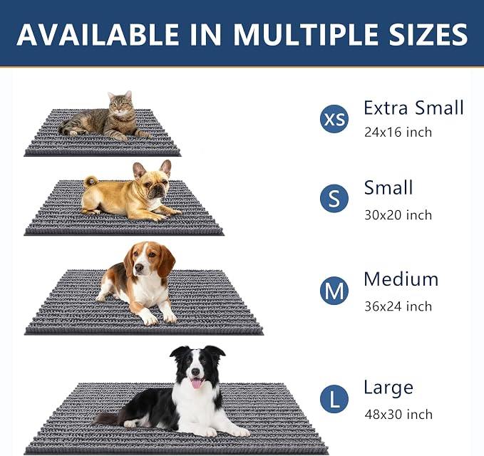 Smiry Dog Door Mat for Muddy Paws 48x30, Absorbent Dirt Trapper, Non-Slip