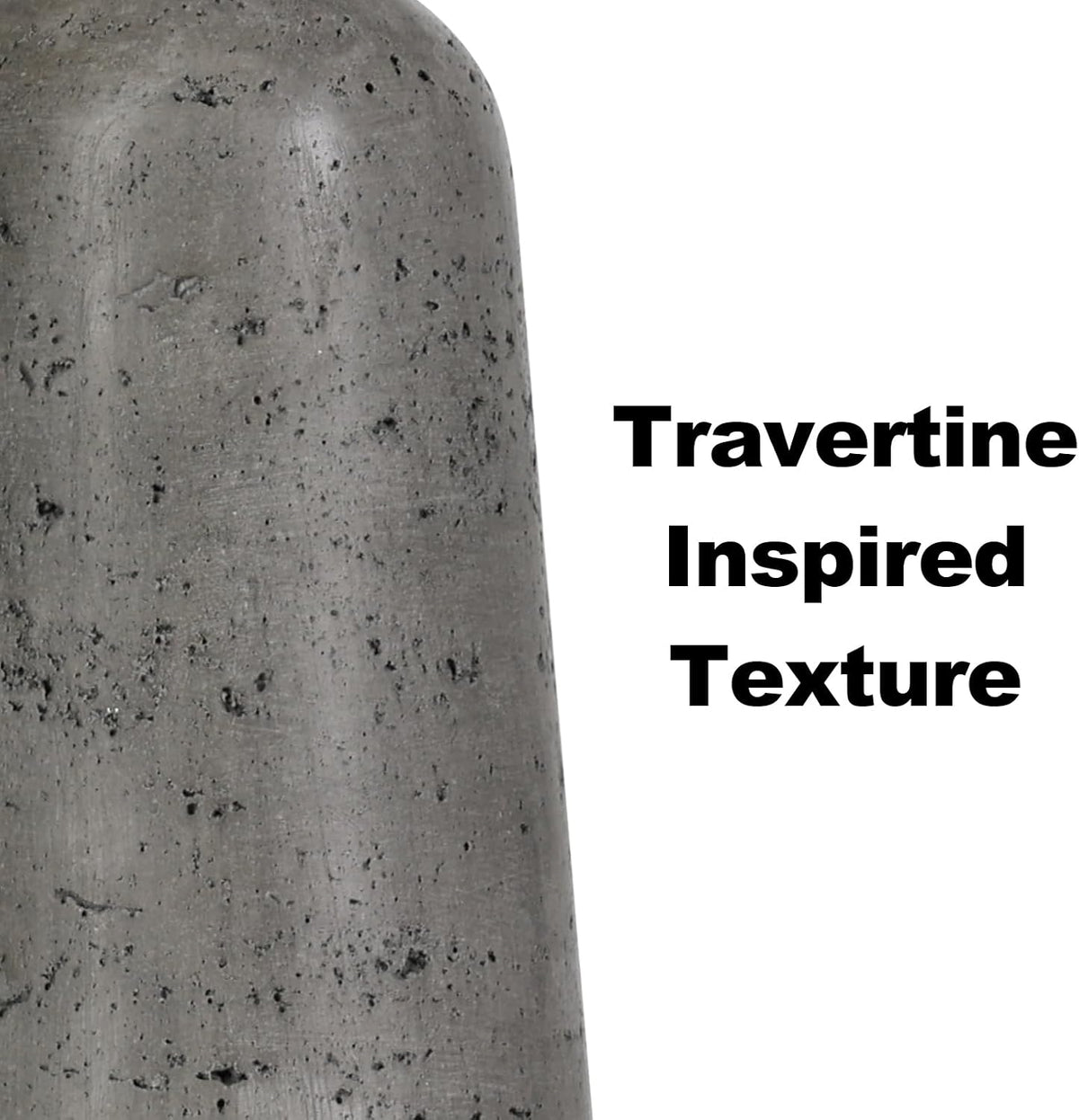 Rinweey 24" Modern Concrete Table Lamps Set of 2, Faux Stone Bedside Lamps for Bedroom, Travertine Inspired Nightstand Lamps for Living Room End Table, Gray (2 LED Bulbs Included)