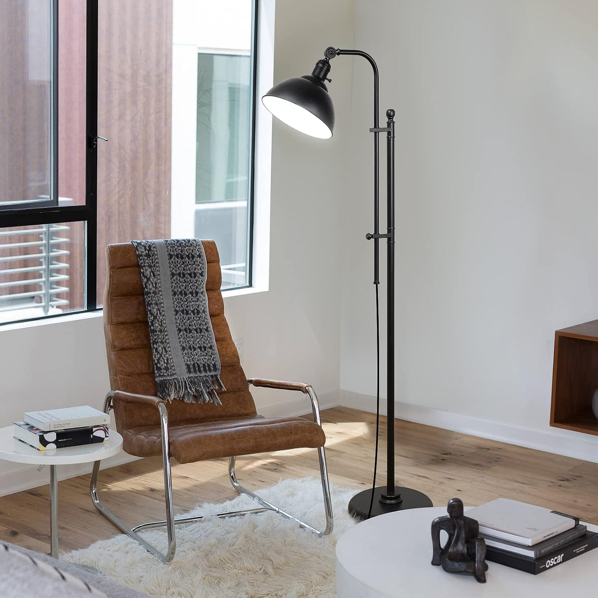 Coucrek Industrial Floor Lamp, Farmhouse Reading Lamp with 3CCT Bulb