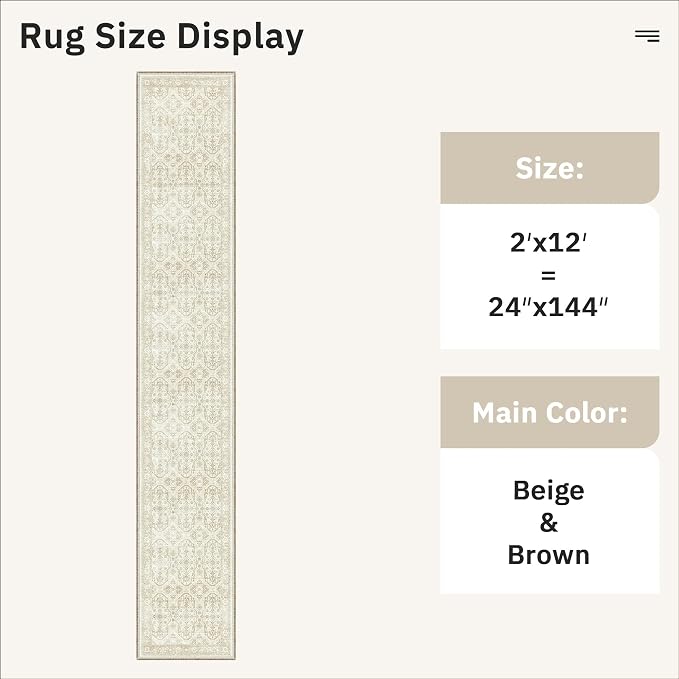 Soalmost Runner Rug 2x12 Washable Non-Slip Hallway Runner Rugs