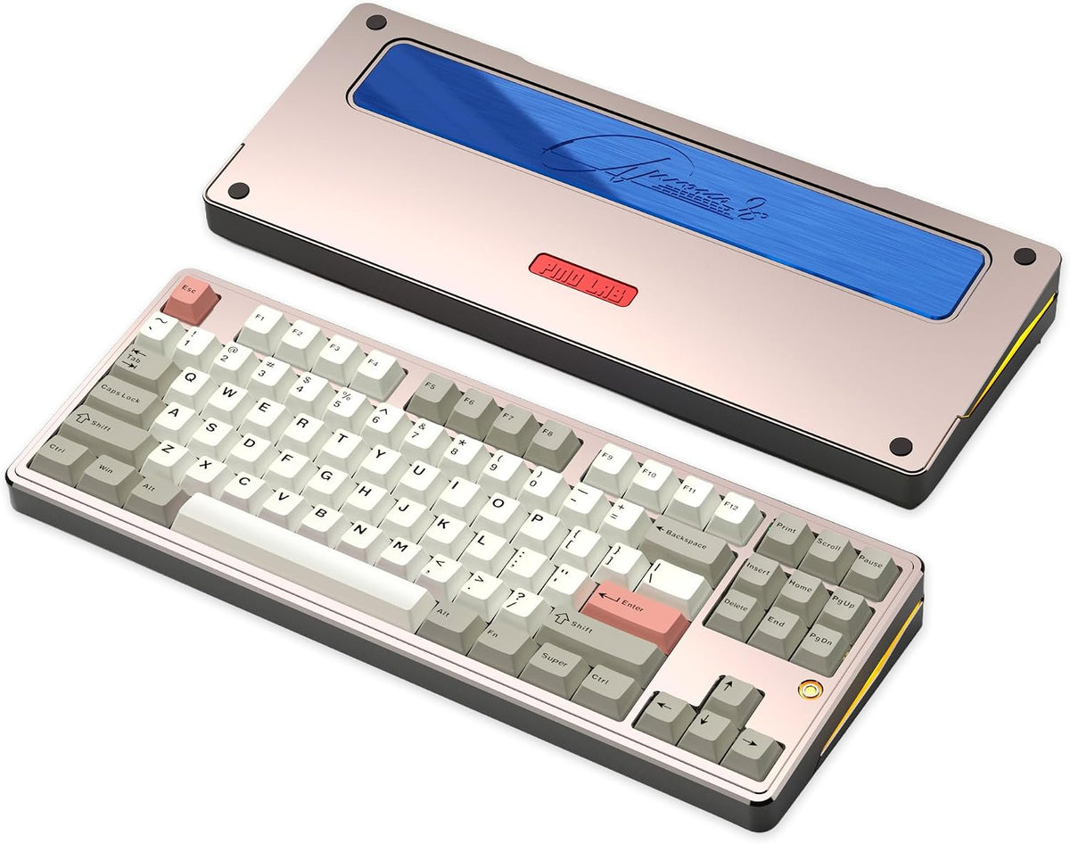 PMOKEY Aurora 80 CNC Full Aluminum Wireless Mechanical Keyboard with VIA/QMK, 8000mah Battery, Tri-Mode Wireless Gaming Keyboard Custom Hot Swappable RGB Backlit for Windows/Mac/PC (Pro Warm Silver)