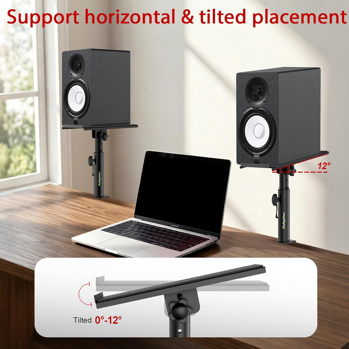 Studio Monitor Stands Tilt Clamp Desk Speaker Stand 10.4"-15.4"