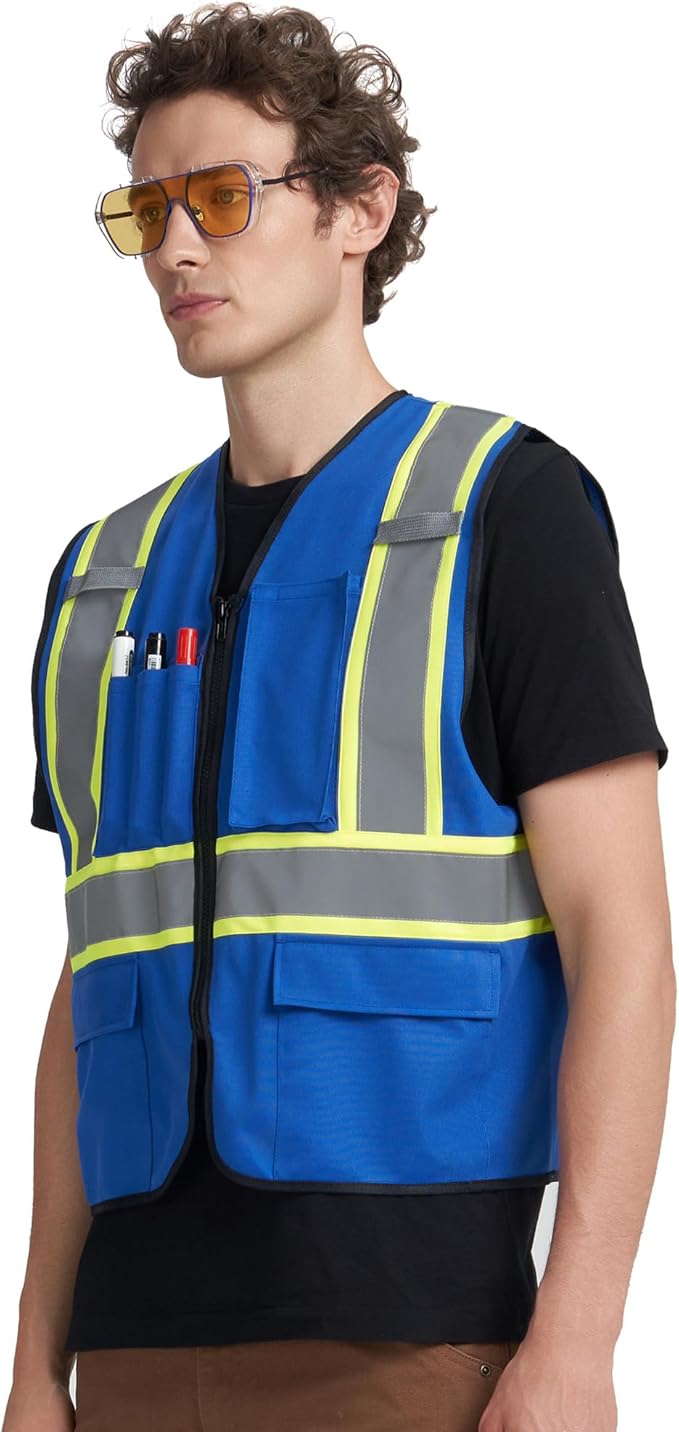 A-KSAFETY High Visibility Safety Vest for Men Women with Pockets and Zipper