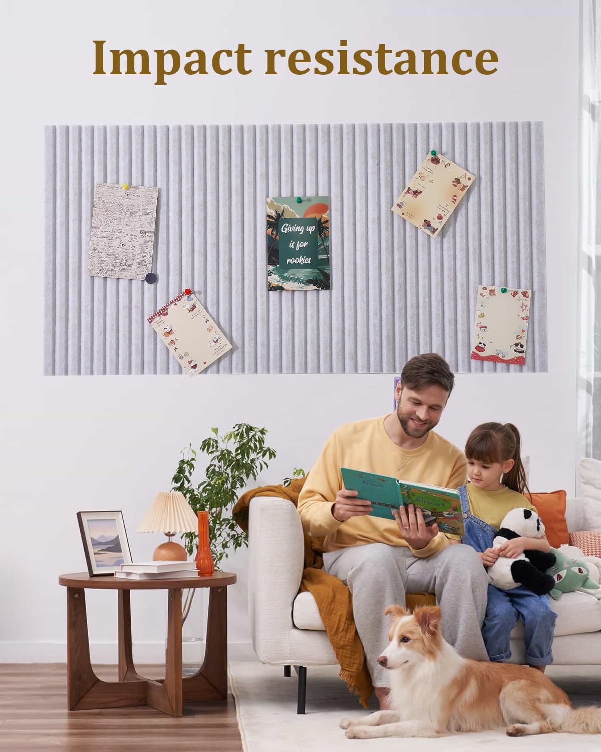 48 x 32 inches Large Bulletin Board, Decorative Felt Pin Board, 0.35“ Thick Foldable Photo Display Board with Self-Adhesive Tape, Vision Board for School Home Kitchen Office Walls - Camel