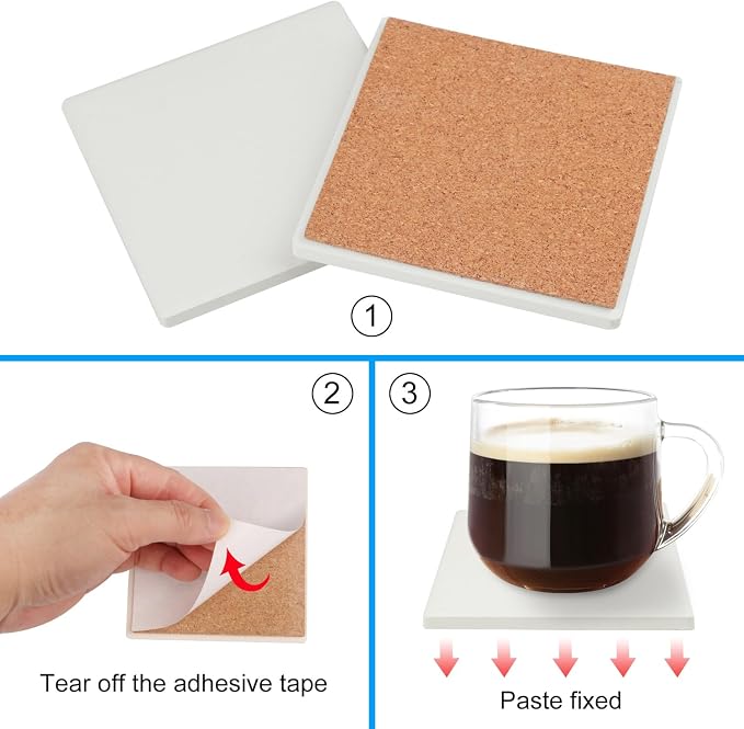GNIEMCKIN 45 Pieces 4x4 Inch Blank Ceramic Coasters, Ceramic Tiles