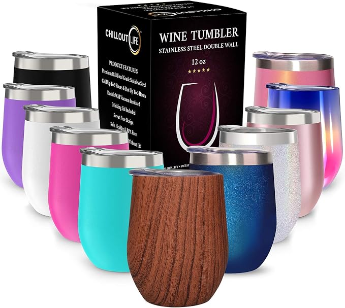 CHILLOUT LIFE 12 oz Stainless Steel Wine Tumbler
