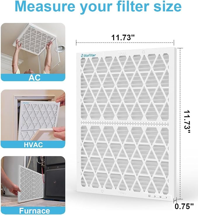 Reusable 12x12x1 Air Filter, 1 Foldable Frame + 6 Refills